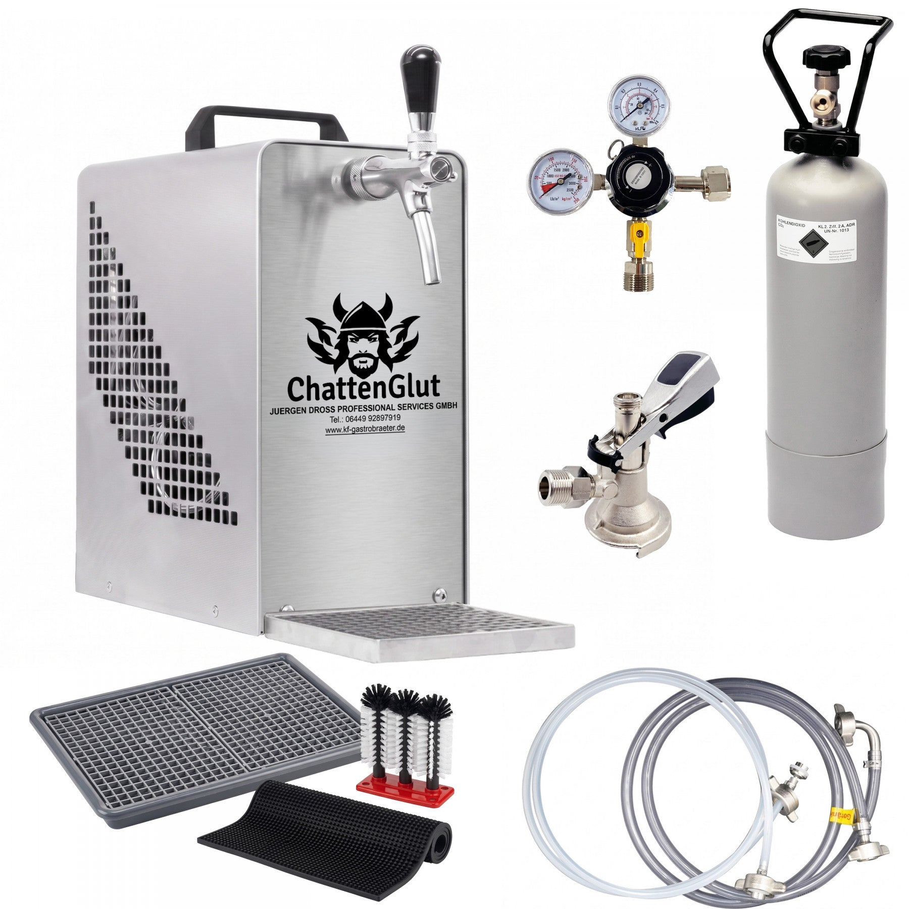 SYS-25-1 Komplettset Zapfanlage ChattenGlut mit Bierkoffer, CO2-Flasche und Zubehör