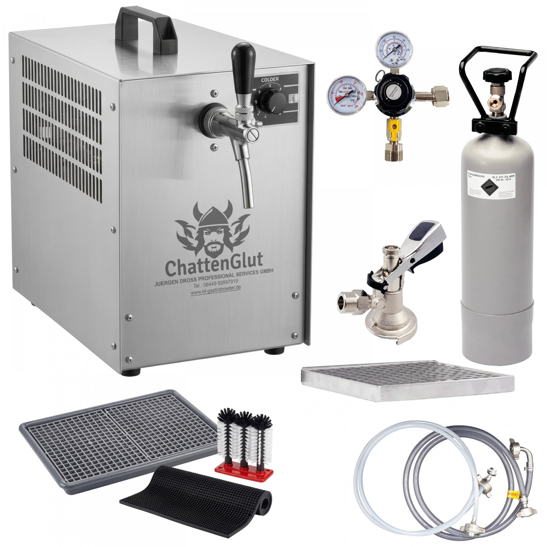 SYS-60-1 Komplettset Zapfanlage ChattenGlut mit Bierkoffer, CO2-Flasche und Zubehör